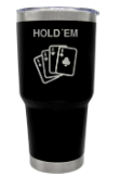 Poker Engraved Black Cup with Slider Lid